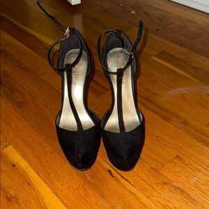 Liora Black T-Strap Platform Heels